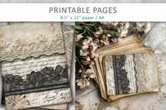 antique paper junk journal pages, lace paper Product Image 4