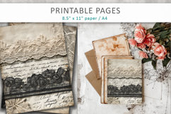 antique paper junk journal pages, lace paper Product Image 5
