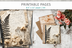 antique paper junk journal pages, paper craft background Product Image 5