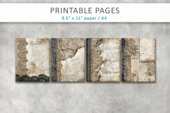 antique paper junk journal pages, lace background Product Image 2
