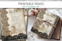 antique paper junk journal pages, lace background Product Image 4