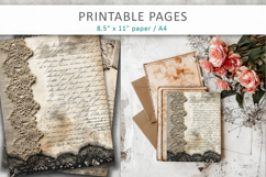 antique paper junk journal pages, lace background Product Image 5
