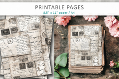 vintage letters junk journal pages, aged paper background Product Image 3