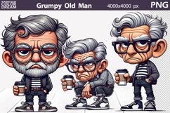 Grumpy Old Man Clipart | Funny Old Man Sublimation Product Image 1