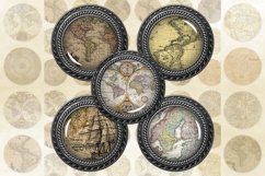 Old Maps Circle Images, Old Maps Round Image, Maps Printable Product Image 1