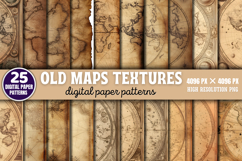 Old Maps Textures Digital Paper Background Bundle PNG Product Image 1