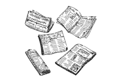 old newspaper set sketch hand drawn Product Image 1