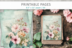 vintage floral junk journal, floral paper Product Image 3