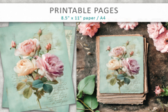 romantic rose junk journal, floral scrapbook Product Image 3