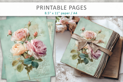 romantic rose junk journal, floral scrapbook Product Image 4