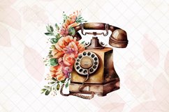Vintage Old Telephone Watercolor Sublimation Clipart Product Image 2