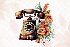 Vintage Old Telephone Watercolor Sublimation Clipart Product Image 3
