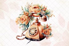 Vintage Old Telephone Watercolor Sublimation Clipart Product Image 4