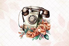 Vintage Old Telephone Watercolor Sublimation Clipart Product Image 5