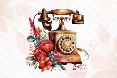 Vintage Old Telephone Watercolor Sublimation Clipart Product Image 6