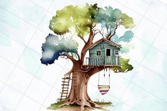 Old Treehouse And Swing Watercolor Sublimation Clipart Product Image 2