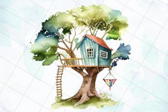 Old Treehouse And Swing Watercolor Sublimation Clipart Product Image 6