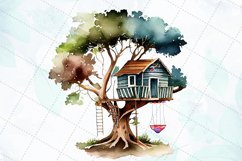 Old Treehouse And Swing Watercolor Sublimation Clipart Product Image 4