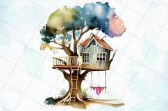 Old Treehouse And Swing Watercolor Sublimation Clipart Product Image 3