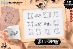Old Vintage Blank Open Scroll In Various Models Clipart Set Product Image 1
