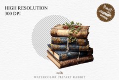 Old Vintage Books Stack Watercolor Clipart PNG Victorian Art Transparent Print for invitation t-shirt designs sublimation kids printable digital junk journaling watercolor old Vintage Books Stack png clipart jpeg sublimation clip art, nursery wall art, co