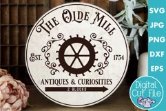 Vintage Farmhouse Home Round Sign Svg | Old Mill Antiques Product Image 1
