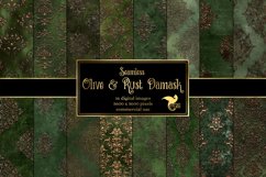 Olive and Rust Damask Digital Paper Product Image 1