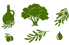 Olive branches Svg. Bundle olive tree, oil jug, drop. SVG. Product Image 2
