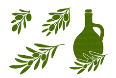 Olive branches Svg. Olive oil jug. Svg, Vector decor. Png. Product Image 3