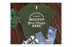 BELLA CANVAS 3001 T-shirt Mockup OLIVE Product Image 1