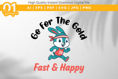 Go For Gold Fast Happy Bunny SVG File Product Image 1