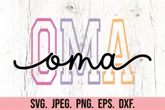 Oma Varsity Script Pastel SVG PNG - Mothers Day Trendy Product Image 5