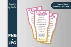 Pink ombre glitter tumbler care card. Care instruction PNG Product Image 1