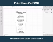 ombre tumbler care instruction card svg