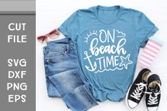 On Beach Time, Beach SVG, Hand Lettered Cut File Product Image 2