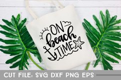 On Beach Time, Beach SVG, Hand Lettered Cut File Product Image 1