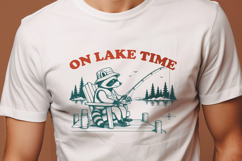 On Lake Time SVG, Funny Fishing Raccoon PNG Trendy Design Product Image 3