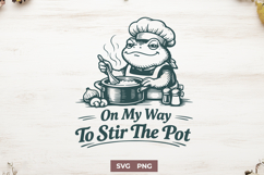 On My Way To Stir The Pot SVG - Funny Frog Chef PNG Design Product Image 1