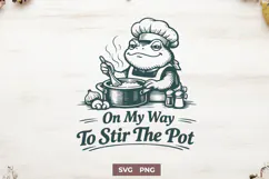 On My Way To Stir The Pot SVG - Funny Frog Chef PNG Design Product Image 1
