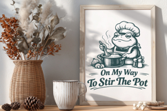 On My Way To Stir The Pot SVG - Funny Frog Chef PNG Design Product Image 3