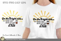 funny coffee svg quote used on a white shirt worn by a girl