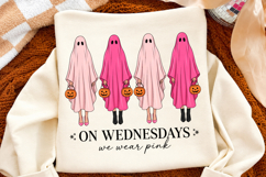 On Wednesdays We Wear Pink Ghost PNG,Halloween Sublimation Product Image 2