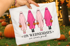 On Wednesdays We Wear Pink Ghost PNG,Halloween Sublimation Product Image 3