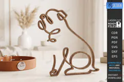 One Line Bulldog Decor Laser Cut | Dog Art Tabletop Decor Product Image 1