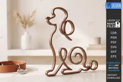 One Line Poodle Decor Laser Cut | Dog Art Tabletop Decor Product Image 1