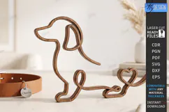 One Line Dachshund Decor Laser Cut | Dog Art Tabletop Decor Product Image 1