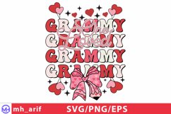 One Loved Grammy Valentine Pencil Coquette Bow SVG PNG Product Image 1