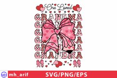 One Loved Grandma Valentine Pencil Coquette Bow SVG PNG Product Image 1