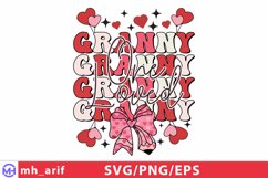 One Loved Granny Valentine Pencil Coquette Bow SVG PNG Product Image 1