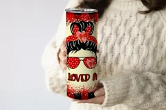 Valentines day sublimation tumbler wrap 20 Oz, messy bun tumbler design, Valentines tumbler wrap, Valentines messy bun.